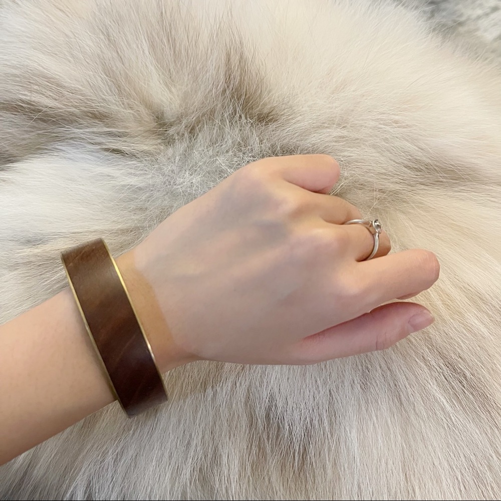 ✨Beautiful Vintage Real Wood Bracelet with Brass Trim